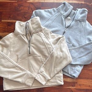 Gray and Cream Quarter-Zip Sweatshirts